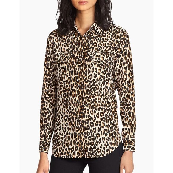 Equipment Signature Silk Leopard Print Button Down Blouse - Size XS - Picture 1 of 7